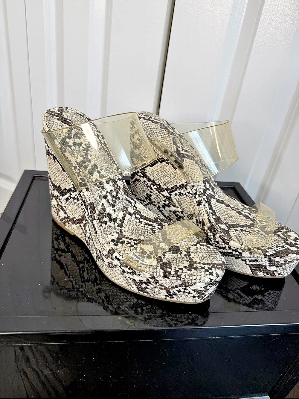 Express Snakeskin Wedge Sandals
